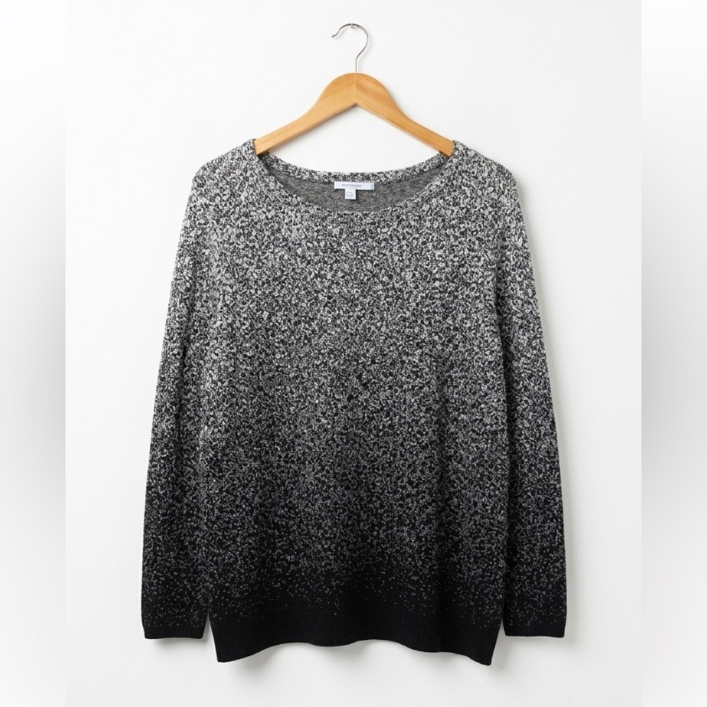 Chico's Monochrome Hombre Black And White  Long Sleeve Round Neck Knit Top NWOT
